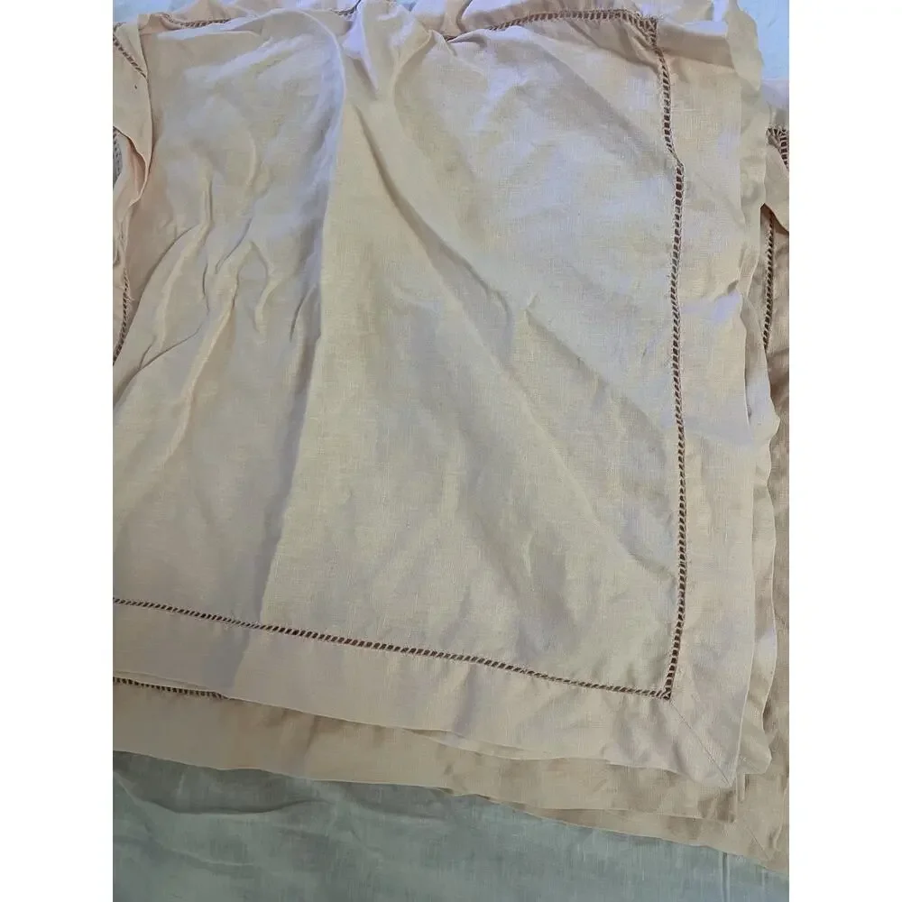 Light Pink 100% Pure Flax Linen 12 Placemats 21” Blush Eyelet